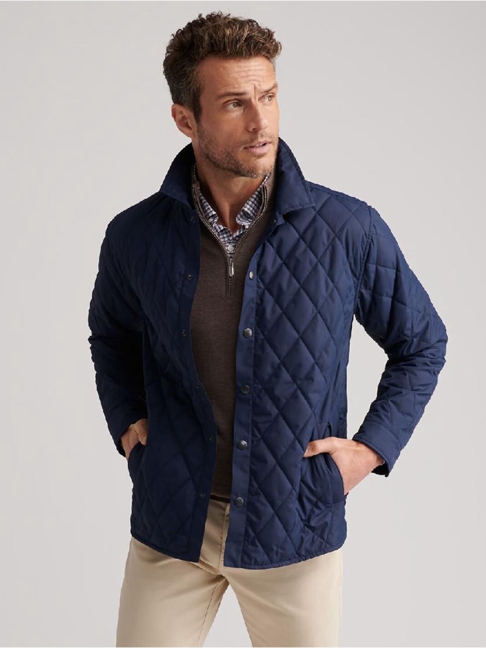 NWT Peter Millar Brighton Quilted Shirt Jacket, Navy, Men’s Size Medium